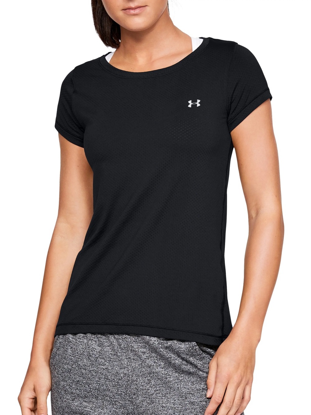 Under Armour Women’s Black Short Sleeve Mesh Performance Running Shirt
